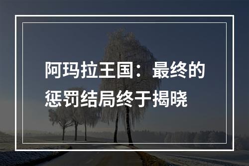 阿玛拉王国：最终的惩罚结局终于揭晓