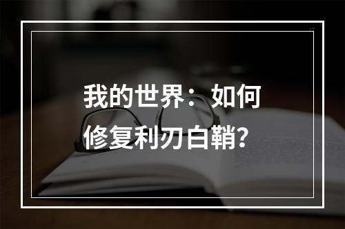 我的世界：如何修复利刃白鞘？