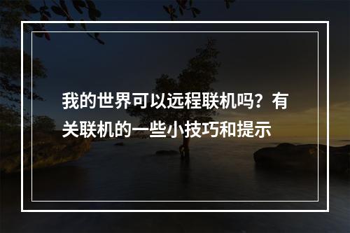 我的世界可以远程联机吗？有关联机的一些小技巧和提示