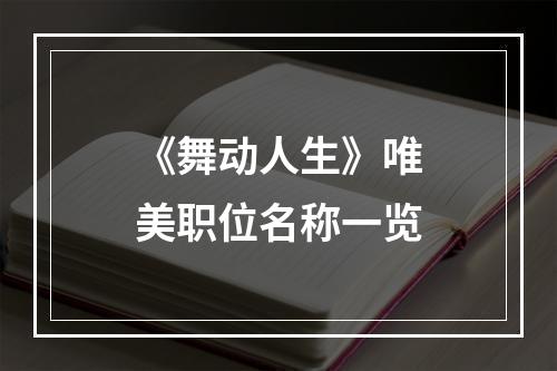 《舞动人生》唯美职位名称一览