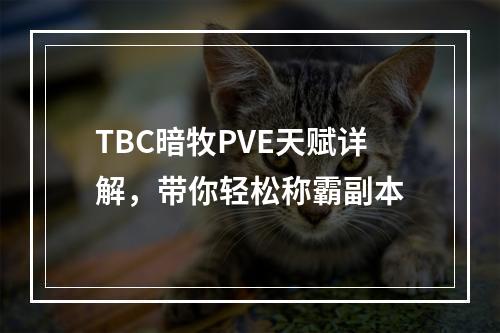 TBC暗牧PVE天赋详解，带你轻松称霸副本