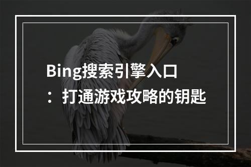 Bing搜索引擎入口：打通游戏攻略的钥匙