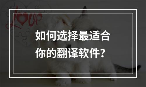 如何选择最适合你的翻译软件？