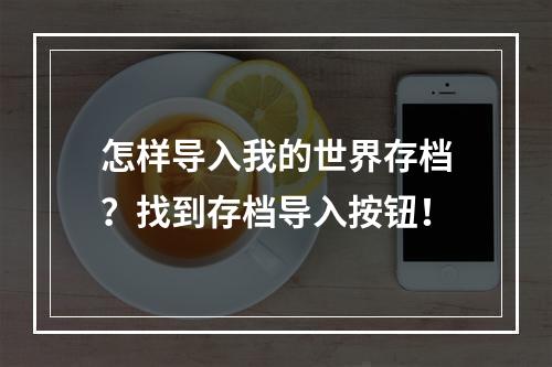 怎样导入我的世界存档？找到存档导入按钮！