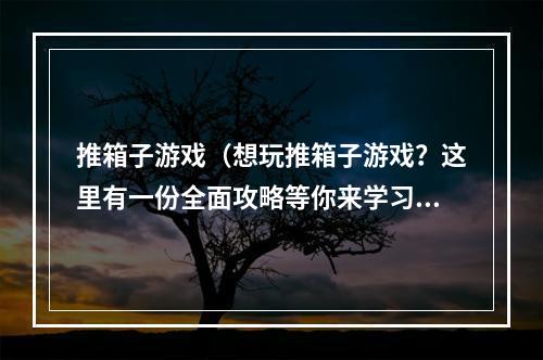 推箱子游戏（想玩推箱子游戏？这里有一份全面攻略等你来学习！）