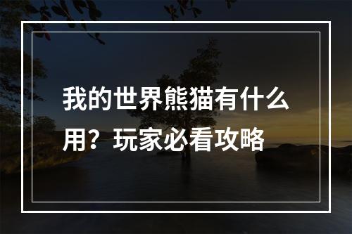 我的世界熊猫有什么用？玩家必看攻略