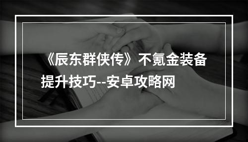 《辰东群侠传》不氪金装备提升技巧--安卓攻略网