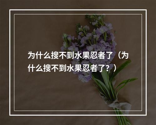 为什么搜不到水果忍者了（为什么搜不到水果忍者了？）