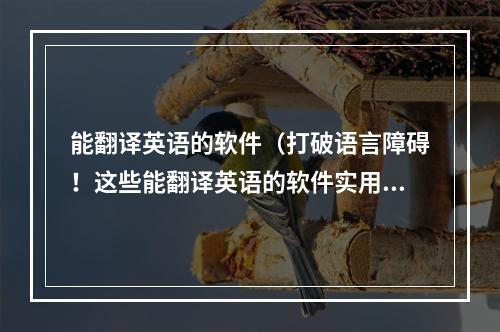 能翻译英语的软件（打破语言障碍！这些能翻译英语的软件实用又方便）