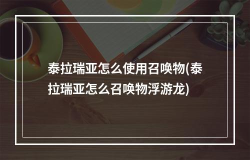 泰拉瑞亚怎么使用召唤物(泰拉瑞亚怎么召唤物浮游龙)