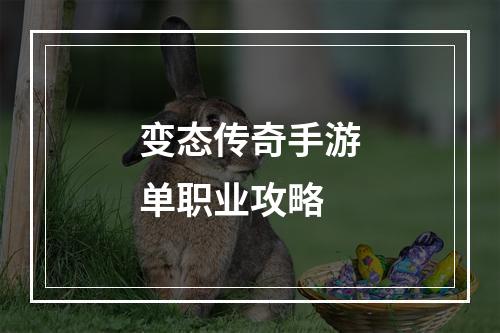 变态传奇手游单职业攻略