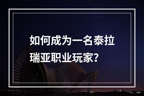 如何成为一名泰拉瑞亚职业玩家？