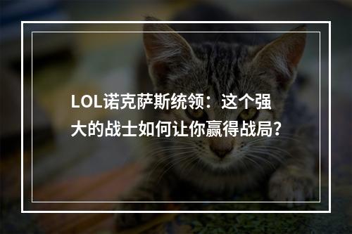 LOL诺克萨斯统领：这个强大的战士如何让你赢得战局？