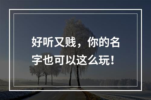 好听又贱，你的名字也可以这么玩！