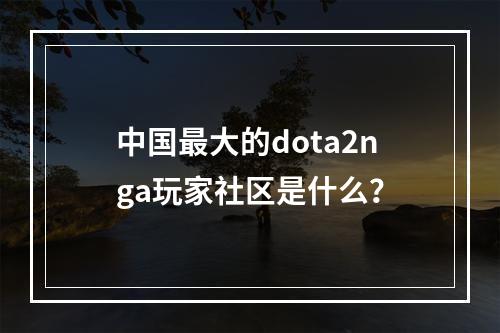 中国最大的dota2nga玩家社区是什么？