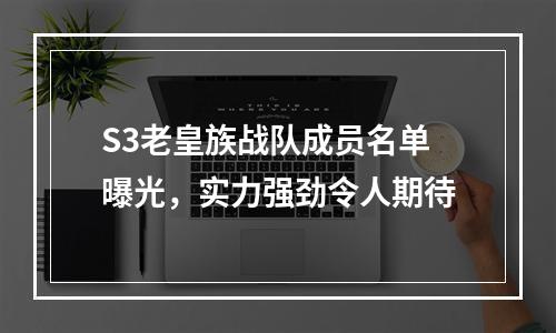 S3老皇族战队成员名单曝光，实力强劲令人期待