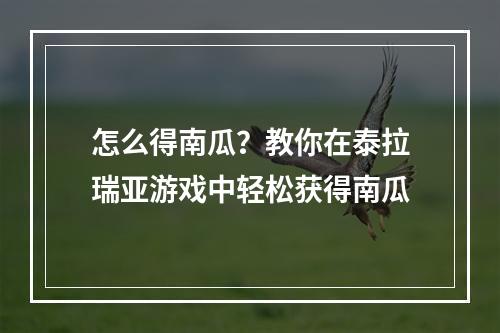 怎么得南瓜？教你在泰拉瑞亚游戏中轻松获得南瓜