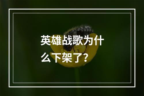 英雄战歌为什么下架了？