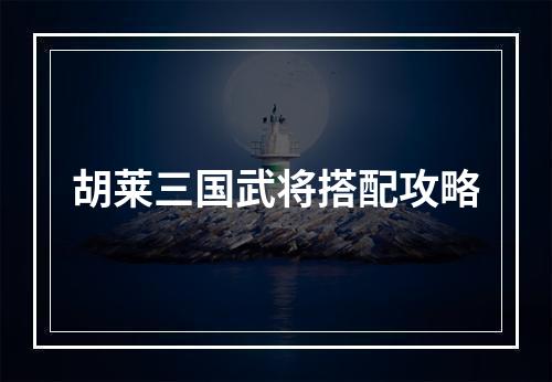 胡莱三国武将搭配攻略