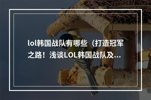 lol韩国战队有哪些（打造冠军之路！浅谈LOL韩国战队及其强势成长史）