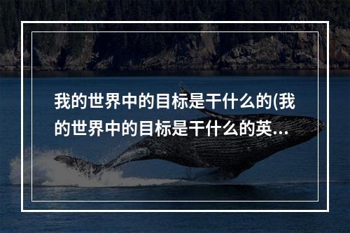 我的世界中的目标是干什么的(我的世界中的目标是干什么的英语)