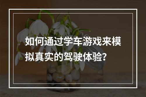 如何通过学车游戏来模拟真实的驾驶体验？