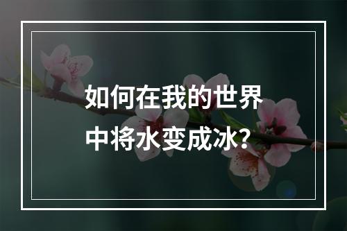 如何在我的世界中将水变成冰？