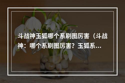 斗战神玉狐哪个系刷图厉害（斗战神：哪个系刷图厉害？玉狐系VS其他系，你选择谁？）