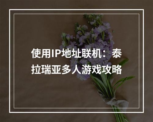 使用IP地址联机：泰拉瑞亚多人游戏攻略