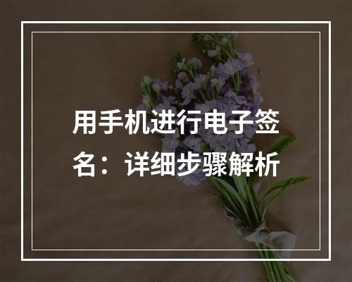 用手机进行电子签名：详细步骤解析