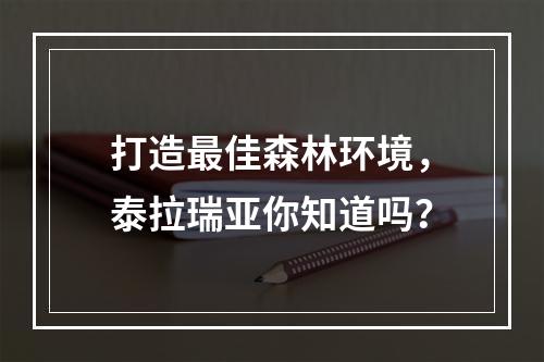 打造最佳森林环境，泰拉瑞亚你知道吗？