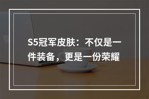 S5冠军皮肤：不仅是一件装备，更是一份荣耀