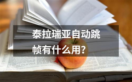 泰拉瑞亚自动跳帧有什么用？