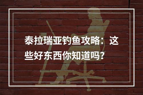 泰拉瑞亚钓鱼攻略：这些好东西你知道吗？