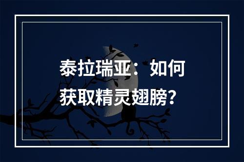 泰拉瑞亚：如何获取精灵翅膀？