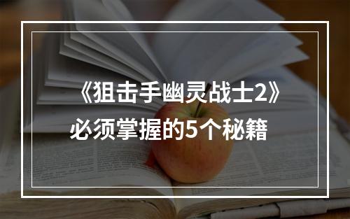 《狙击手幽灵战士2》必须掌握的5个秘籍