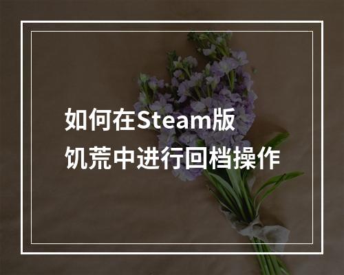 如何在Steam版饥荒中进行回档操作