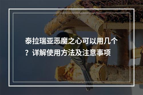 泰拉瑞亚恶魔之心可以用几个？详解使用方法及注意事项