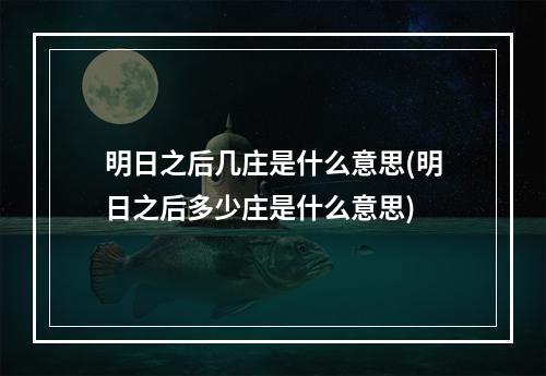 明日之后几庄是什么意思(明日之后多少庄是什么意思)