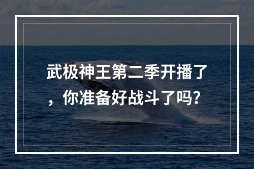 武极神王第二季开播了，你准备好战斗了吗？