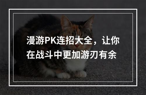 漫游PK连招大全，让你在战斗中更加游刃有余