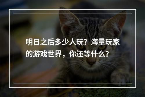 明日之后多少人玩？海量玩家的游戏世界，你还等什么？