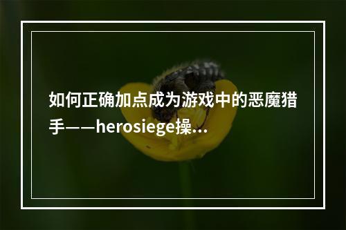 如何正确加点成为游戏中的恶魔猎手——herosiege操作攻略