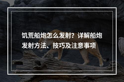 饥荒船炮怎么发射？详解船炮发射方法、技巧及注意事项