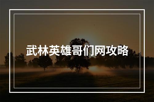 武林英雄哥们网攻略