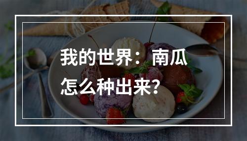 我的世界：南瓜怎么种出来？