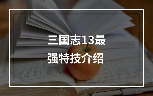 三国志13最强特技介绍