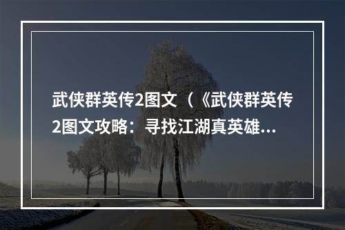 武侠群英传2图文（《武侠群英传2图文攻略：寻找江湖真英雄》）