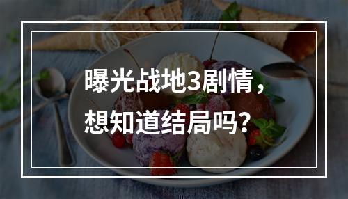 曝光战地3剧情，想知道结局吗？