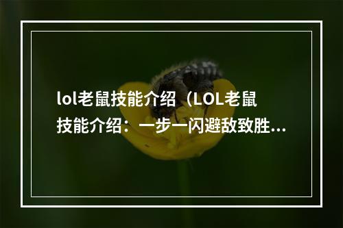 lol老鼠技能介绍（LOL老鼠技能介绍：一步一闪避敌致胜）